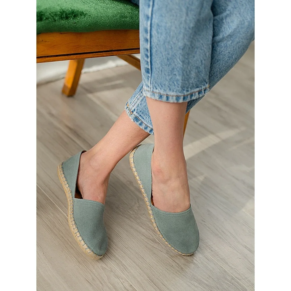 Miz Mooz Carmena‎ Flats Size 9.5 Tan Real Suede Made in Spain Espadrille Slip On